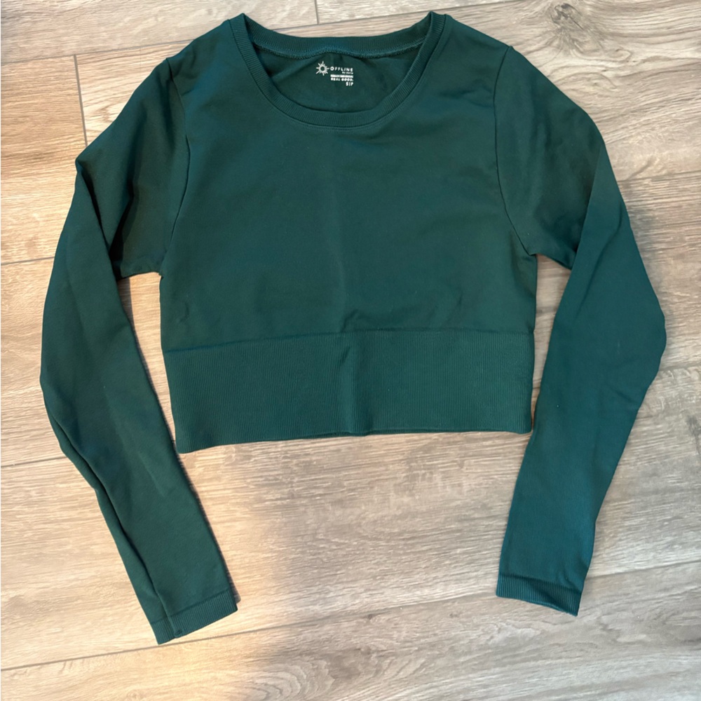 Aerie Fitted Green Crop Top
